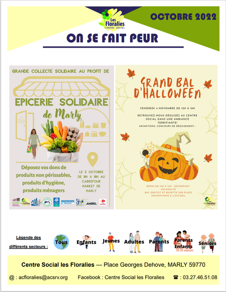 Centre Social des Floralies - Programme d'octobre