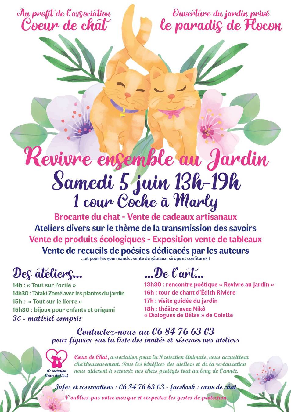 Affiche rendez vous aux jardins Coeur de chat 5 juin 2021