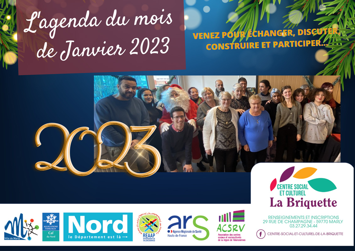Agenda de janvier 2023 du Centre Social et Culturel de La Briquette