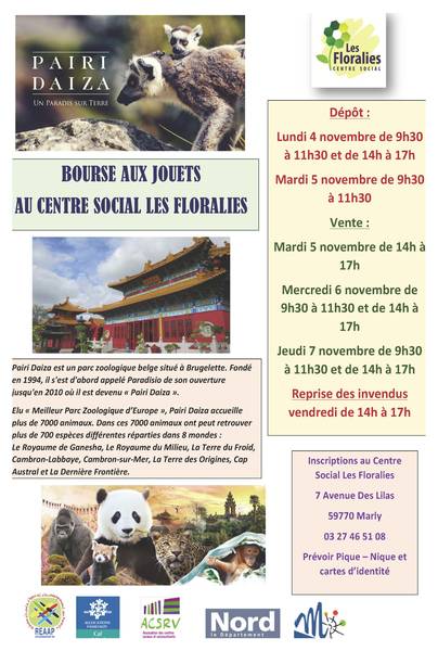 Bourse aux jouets au Centre Social des Floralies