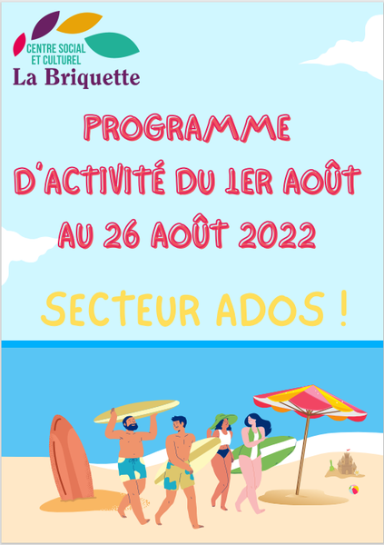 CS La Briquette - Programme d'août Ados