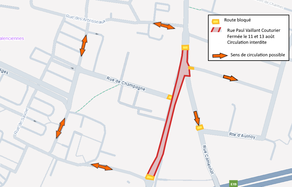 Déviation travaux rue PVC